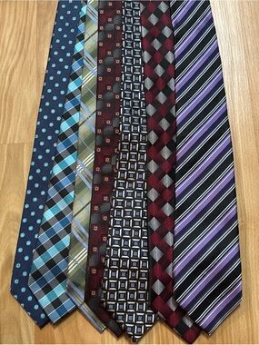 Lot of 7 Men's Neckties Assorted Brands, Colors, & Patterns